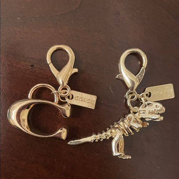 Coach Accessories - Coach Gold T-Rex and C Keychain Set